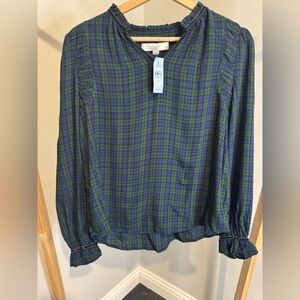 NWT LOFT Green and Blue Tartan Plaid